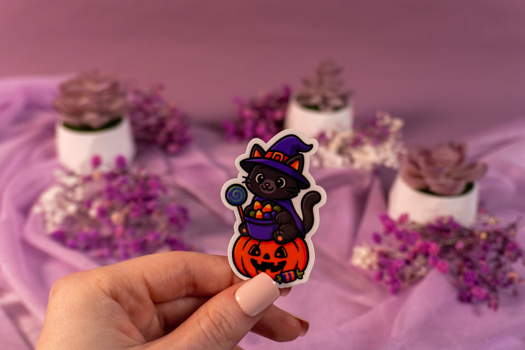Witchy Cat Halloween Sticker