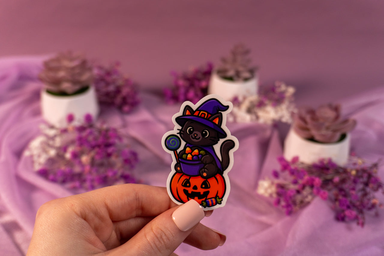 Witchy Cat Halloween Sticker