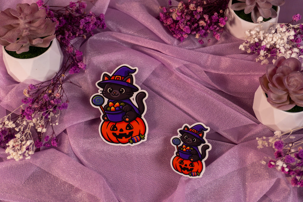 Witchy Cat Halloween Sticker